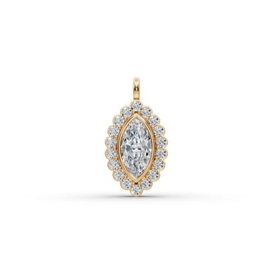 Serene Promise Marquise Lab-Grown Diamond Halo Pendant in yellow gold, set with lab-grown diamonds