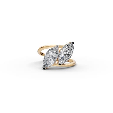 Royal Trail Marquise Lab-Grown Diamond Two Stone Toi Et Moi in yellow gold, set with lab-grown diamonds