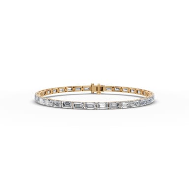 Enduring Whisper Emerald Lab-Grown Diamond Tennis Bracelet in yellow gold, set with lab-grown diamonds