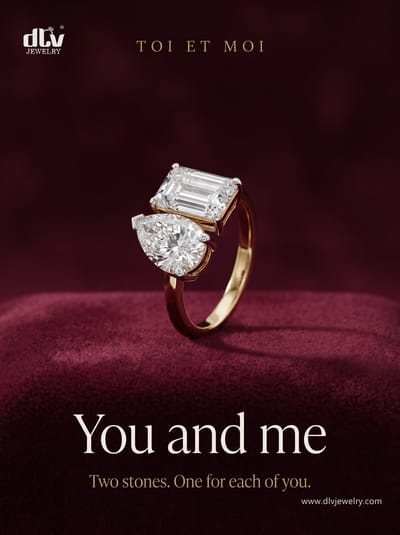 Toi et moi. You and me.

Two stones, side by side. Not a centre stone with company — two equals.

The style is older tha