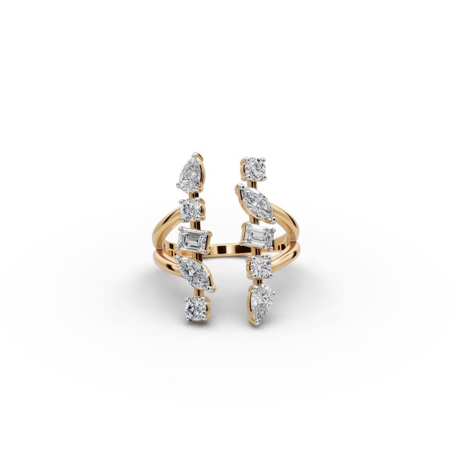 Serene Bloom Round Lab-Grown Diamond Cocktail Ring in yellow gold, set with lab-grown diamonds