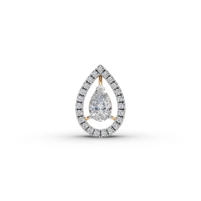 Graceful Aura Pear Lab-Grown Diamond Halo Pendant in yellow gold, set with lab-grown diamonds