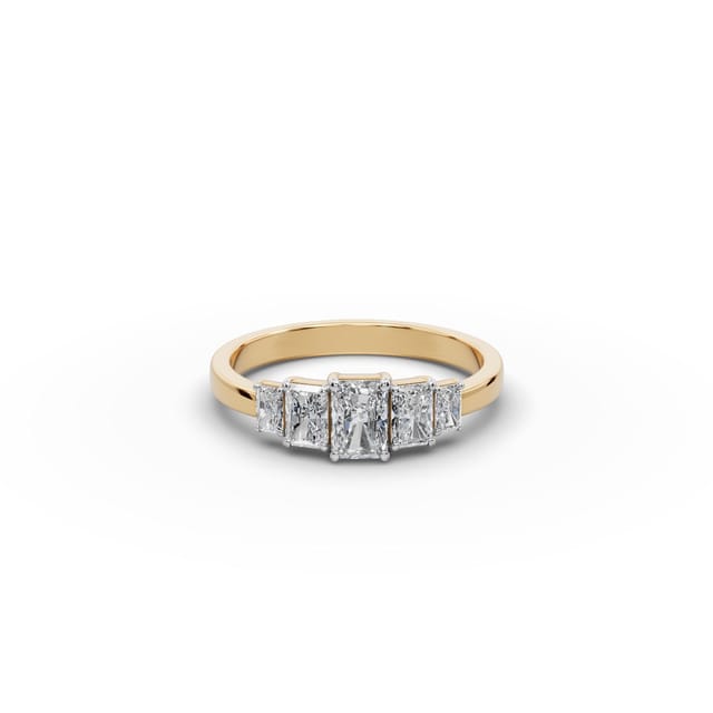 Midnight Ember Radiant Lab-Grown Diamond Five Stone Ring in yellow gold, set with lab-grown diamonds