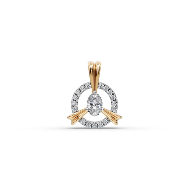 Midnight Grace Oval Lab-Grown Diamond Halo Pendant in yellow gold, set with lab-grown diamonds