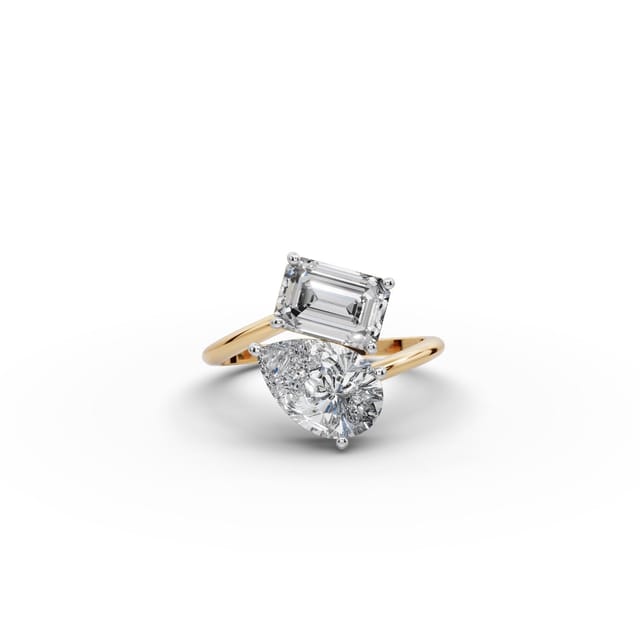 Regal Dew Pear Lab-Grown Diamond Two Stone Toi Et Moi in yellow gold, set with lab-grown diamonds
