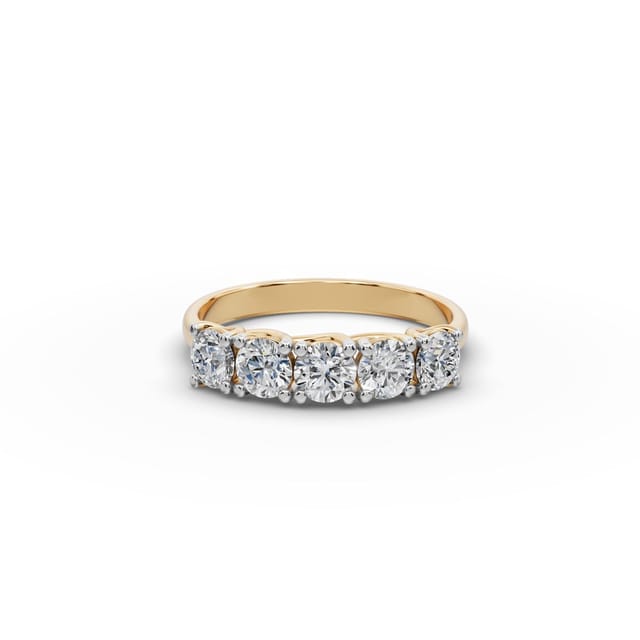 Brilliant Grace Round Lab-Grown Diamond Five Stone Ring in yellow gold, set with lab-grown diamonds