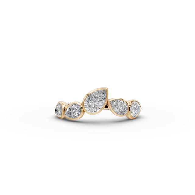 Royal Glow Pear Lab-Grown Diamond Five Stone Ring in yellow gold, set with lab-grown diamonds