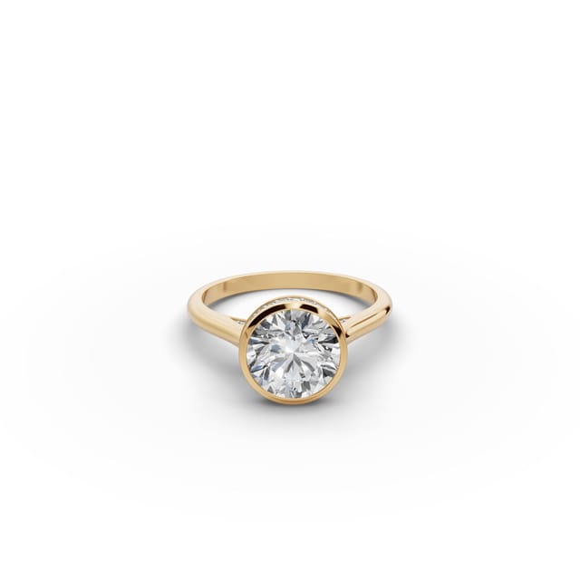 Delicate Sparkle Round Lab-Grown Diamond Solitaire Ring in yellow gold, set with lab-grown diamonds