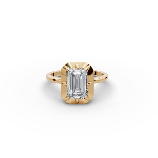 Classic Bloom Emerald Lab-Grown Diamond Solitaire Ring in yellow gold, set with lab-grown diamonds