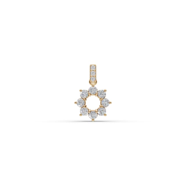 Infinite Sparkle Round Lab-Grown Diamond Cluster Pendant in yellow gold, set with lab-grown diamonds