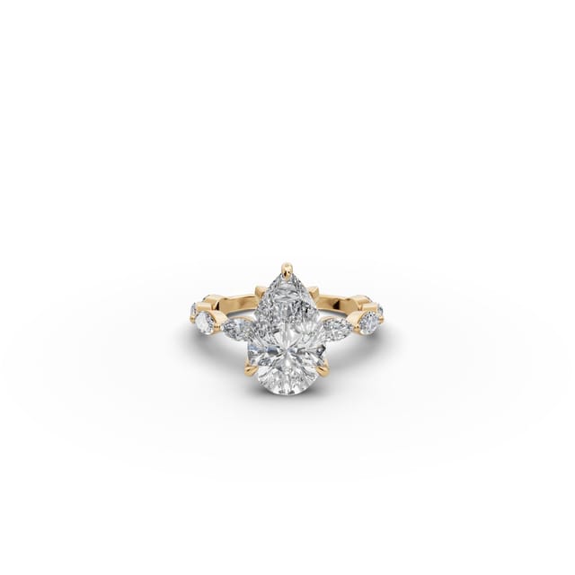 Enduring Aura Pear Lab-Grown Diamond Solitaire Ring in yellow gold, set with lab-grown diamonds