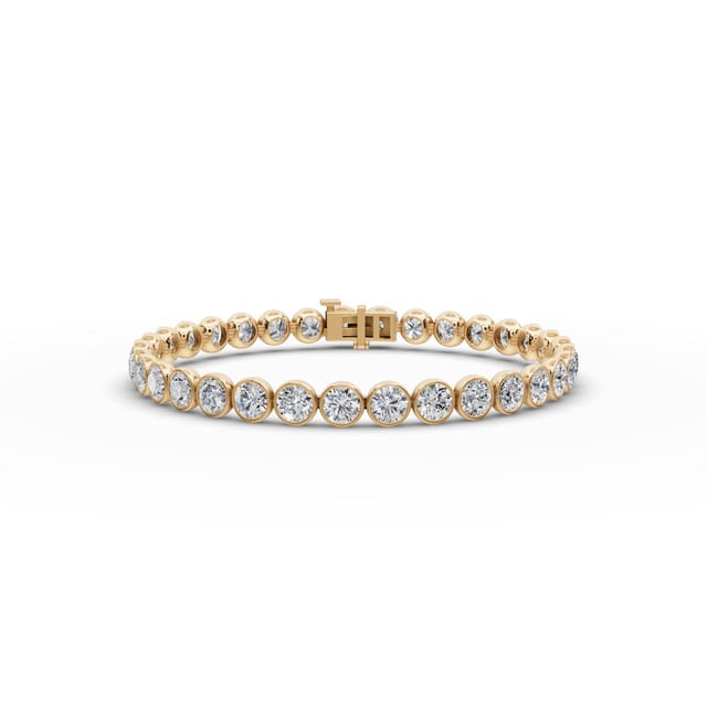 Radiant Line Round Lab-Grown Diamond Tennis Bracelet in yellow gold, set with lab-grown diamonds