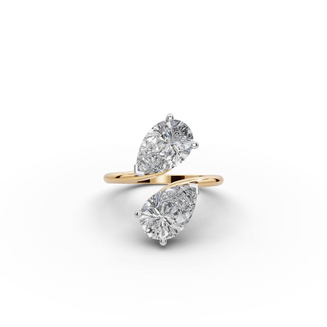 Celestial Ember Pear Lab-Grown Diamond Two Stone Toi Et Moi in yellow gold, set with lab-grown diamonds
