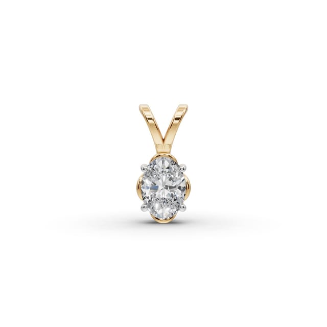 Royal Whisper Oval Lab-Grown Diamond Solitaire Pendant in yellow gold, set with lab-grown diamonds