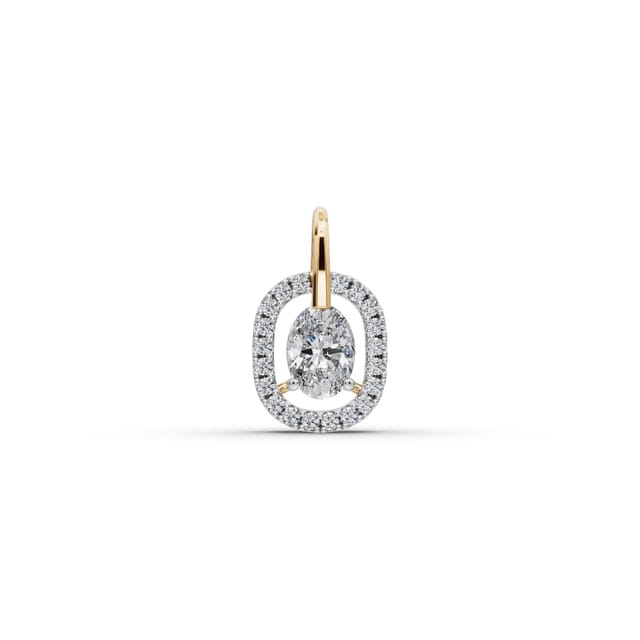 Classic Glow Oval Lab-Grown Diamond Halo Pendant in yellow gold, set with lab-grown diamonds