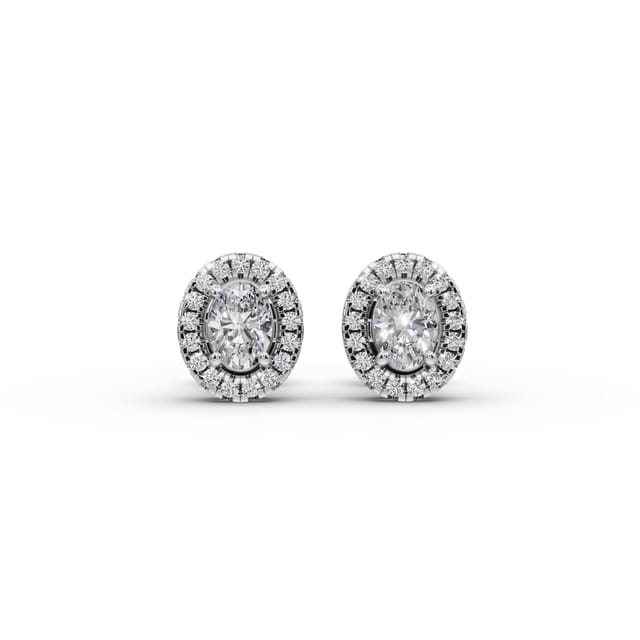 Majestic Signature Oval Halo Stud Lab-Grown Diamond Silver Earring in silver, set with lab-grown diamonds
