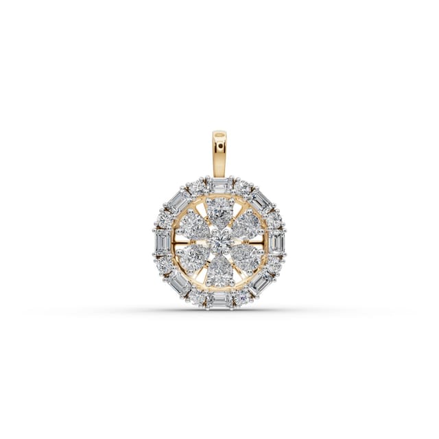 Royal Sparkle Pear Lab-Grown Diamond Cluster Pendant in yellow gold, set with lab-grown diamonds