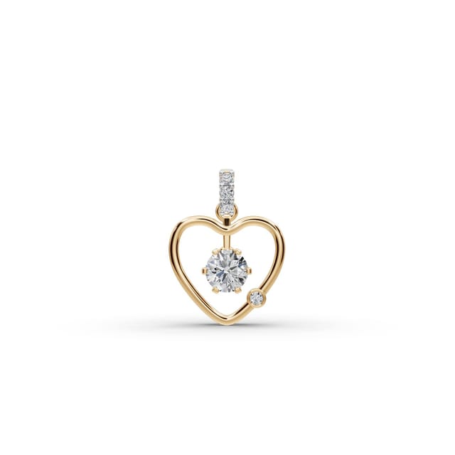 Elegant Grace Heart Lab-Grown Diamond Pendant in yellow gold, set with lab-grown diamonds