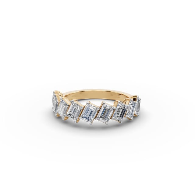 Eternal Cascade Emerald Lab-Grown Diamond Bands Ring in yellow gold, set with lab-grown diamonds