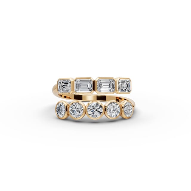 Midnight Glow Emerald Lab-Grown Diamond Cocktail Ring in yellow gold, set with lab-grown diamonds