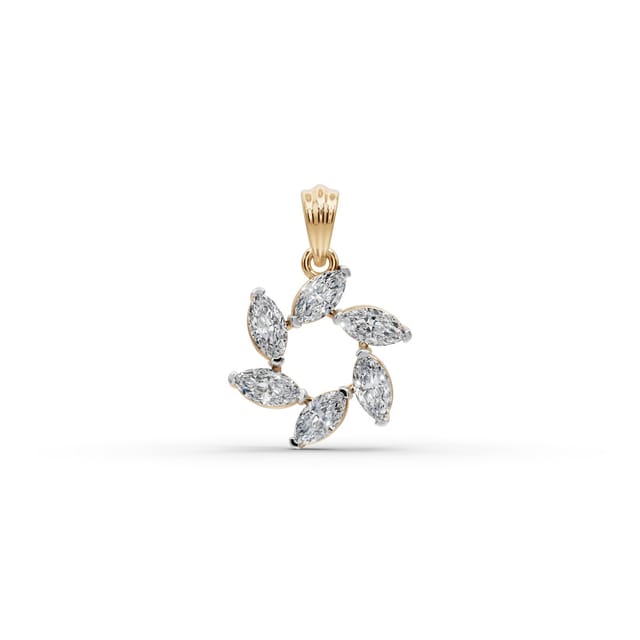 Classic Cascade Marquise Lab-Grown Diamond Cluster Pendant in yellow gold, set with lab-grown diamonds