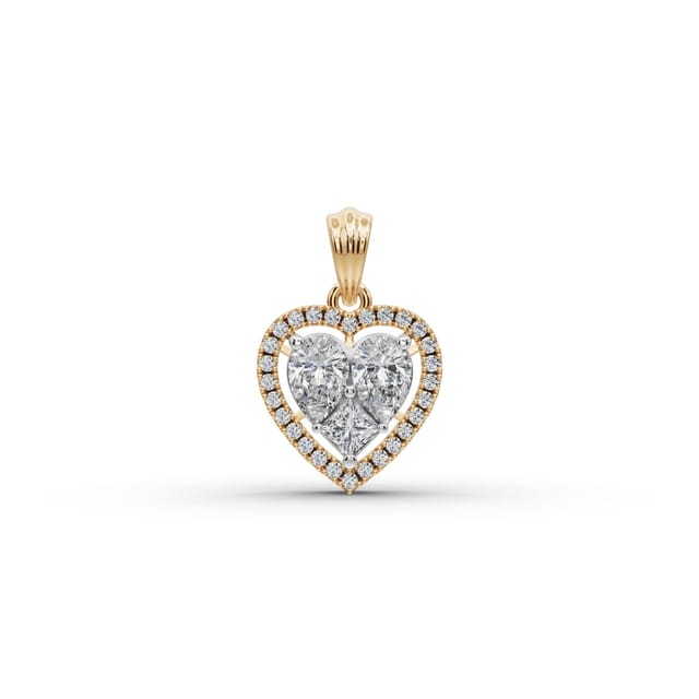 Brilliant Signature Pear Lab-Grown Diamond Halo Pendant in yellow gold, set with lab-grown diamonds