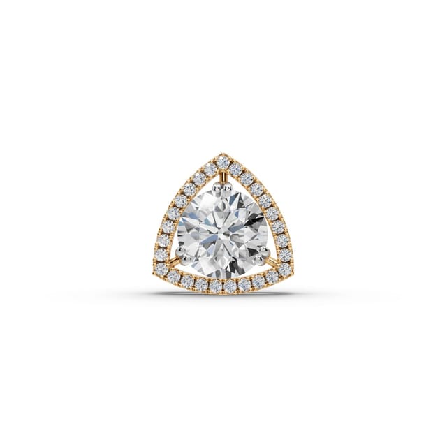 Timeless Dew Round Lab-Grown Diamond Halo Pendant in yellow gold, set with lab-grown diamonds