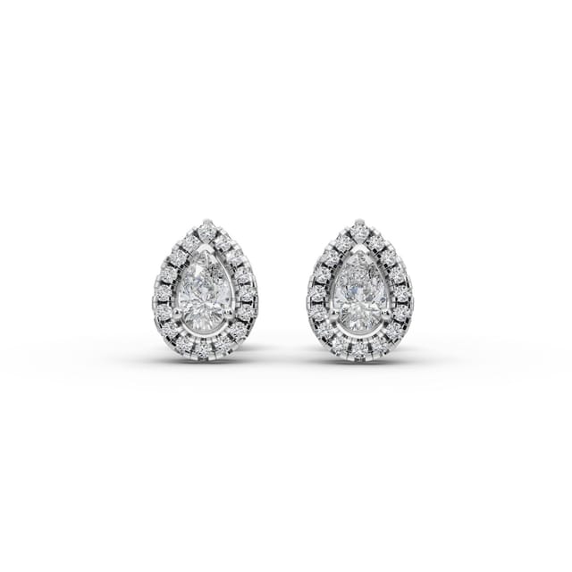 Midnight Trail Pear Halo Stud Lab-Grown Diamond Silver Earring in silver, set with lab-grown diamonds