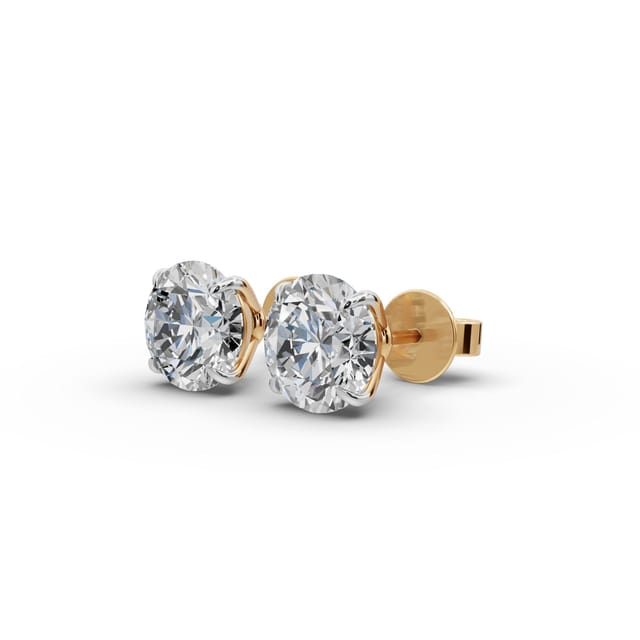 Delicate Ember Round Lab-Grown Diamond Studs Earring in yellow gold, set with lab-grown diamonds