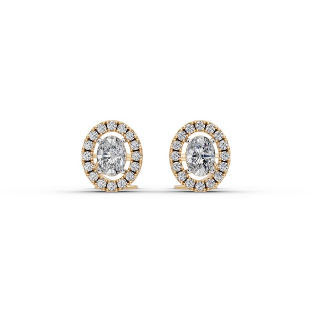 Infinite Cascade Oval Lab-Grown Diamond Studs Earring in yellow gold, set with lab-grown diamonds
