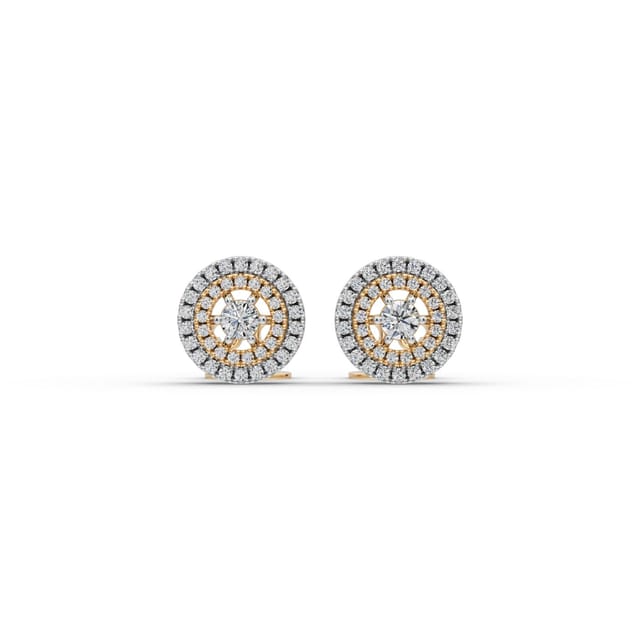 Opulent Whisper Round Lab-Grown Diamond Studs Earring in yellow gold, set with lab-grown diamonds