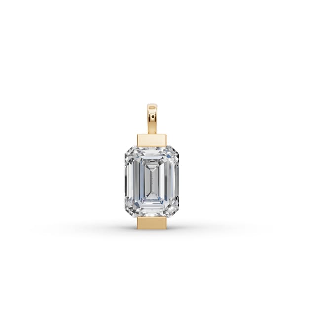 Classic Aura Emerald Lab-Grown Diamond Solitaire Pendant in yellow gold, set with lab-grown diamonds