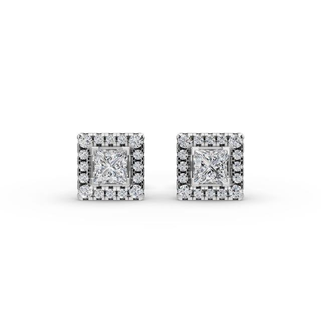 Royal Light Princess Halo Stud Lab-Grown Diamond Silver Earring in silver, set with lab-grown diamonds