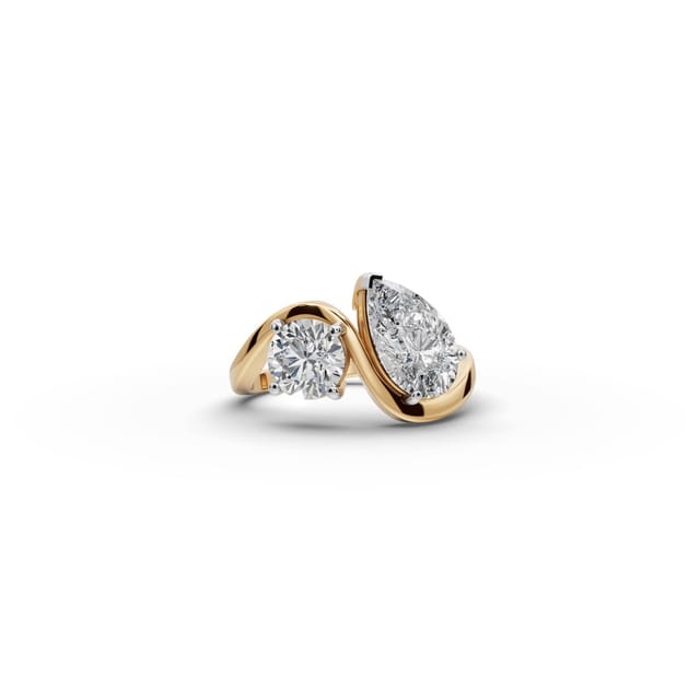 Golden Signature Pear Lab-Grown Diamond Two Stone Toi Et Moi in yellow gold, set with lab-grown diamonds
