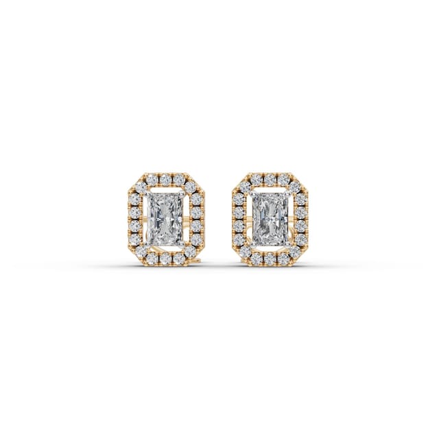 Celestial Reverie Radiant Lab-Grown Diamond Studs Earring in yellow gold, set with lab-grown diamonds