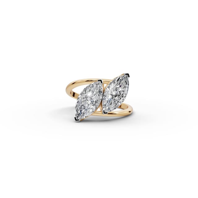 Royal Trail Marquise Lab-Grown Diamond Two Stone Toi Et Moi in yellow gold, set with lab-grown diamonds