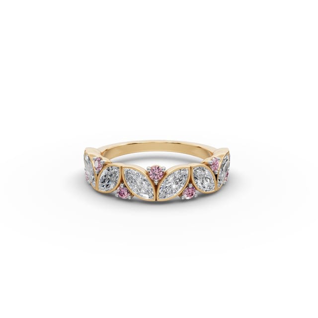 Royal Glow Marquise Lab-Grown Diamond Bands Ring in yellow gold, set with lab-grown diamonds