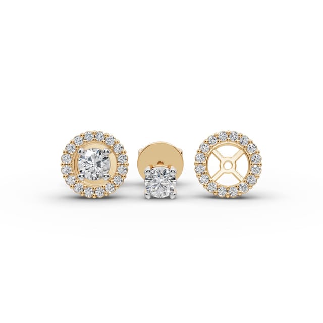 Midnight Muse Round Lab-Grown Diamond Studs Earring in yellow gold, set with lab-grown diamonds