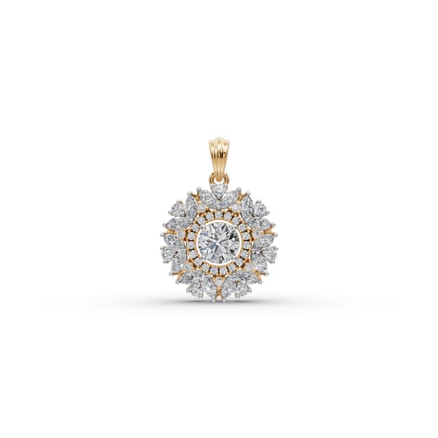 Opulent Trail Marquise Lab-Grown Diamond Halo Pendant in yellow gold, set with lab-grown diamonds