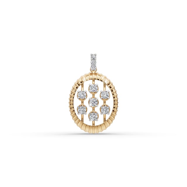 Morning Cascade Round Lab-Grown Diamond Cluster Pendant in yellow gold, set with lab-grown diamonds