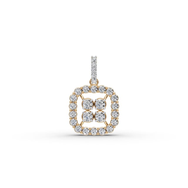 Enduring Reverie Round Lab-Grown Diamond Cluster Pendant in yellow gold, set with lab-grown diamonds