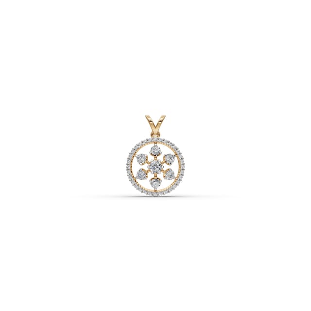 Opulent Ember Round Lab-Grown Diamond Cluster Pendant in yellow gold, set with lab-grown diamonds