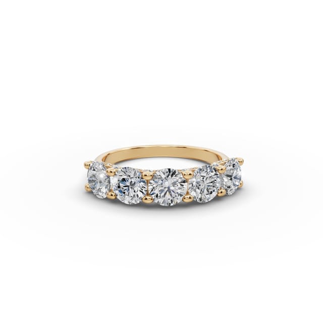 Luminous Light Round Lab-Grown Diamond Five Stone Ring in yellow gold, set with lab-grown diamonds