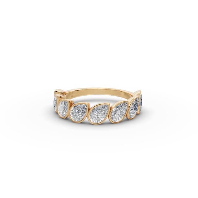 Pristine Line Pear Lab-Grown Diamond Bands Ring in yellow gold, set with lab-grown diamonds