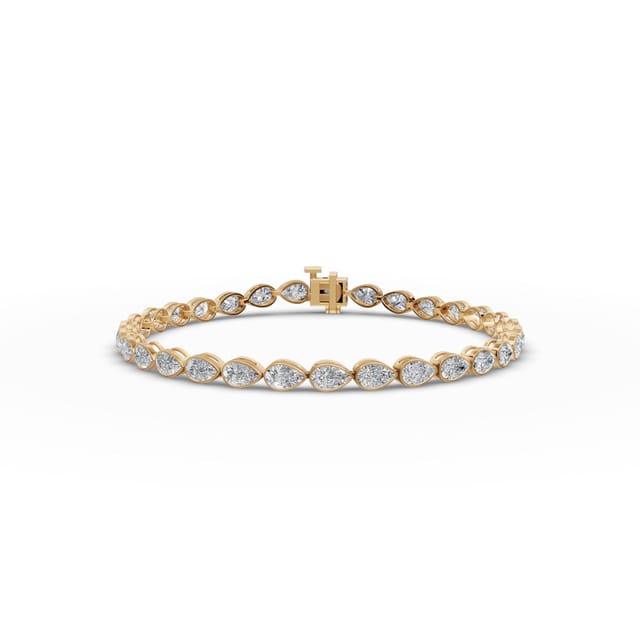 Radiant Grace Pear Lab-Grown Diamond Tennis Bracelet in yellow gold, set with lab-grown diamonds