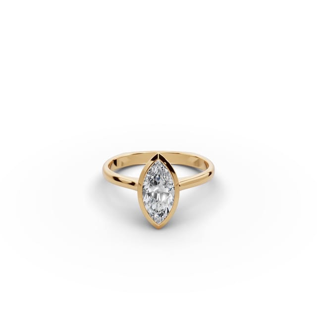 Graceful Sparkle Marquise Lab-Grown Diamond Solitaire Ring in yellow gold, set with lab-grown diamonds