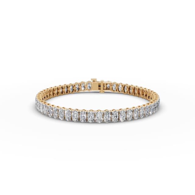 Brilliant Bloom Oval Lab-Grown Diamond Tennis Bracelet in yellow gold, set with lab-grown diamonds