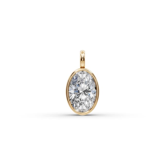 Timeless Ember Oval Lab-Grown Diamond Solitaire Pendant in yellow gold, set with lab-grown diamonds