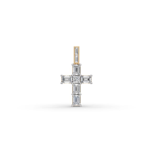 Opulent Reverie Cross Lab-Grown Diamond Pendant in yellow gold, set with lab-grown diamonds