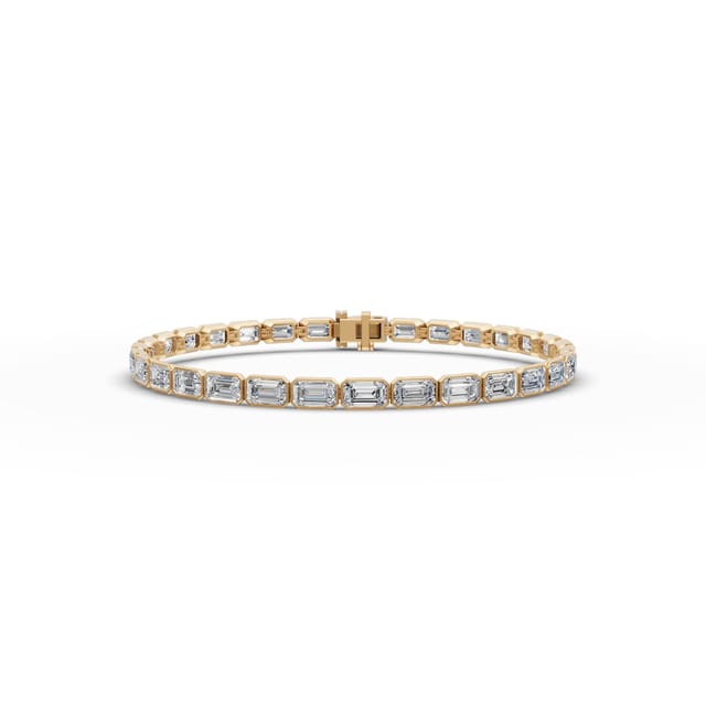 Regal Ember Emerald Lab-Grown Diamond Tennis Bracelet in yellow gold, set with lab-grown diamonds